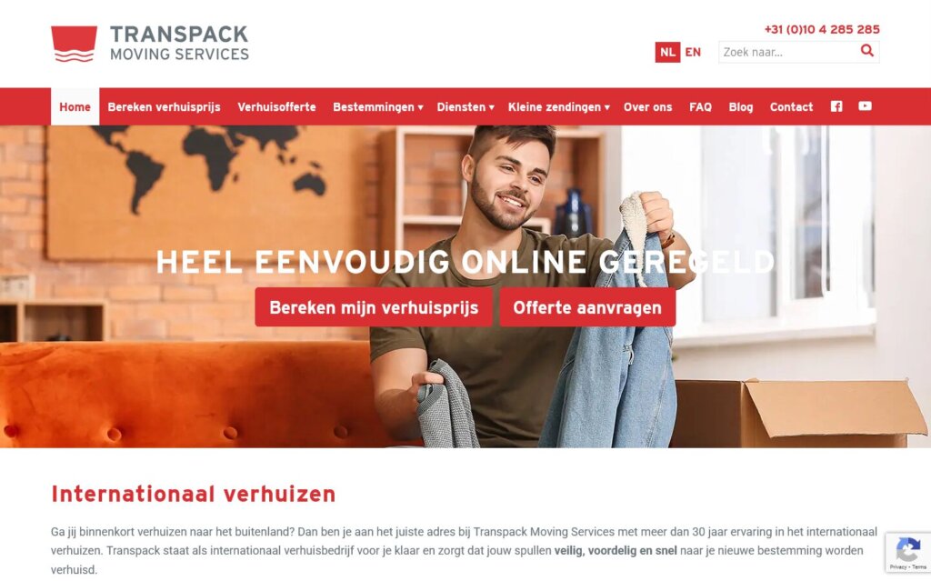 Recent opgeleverd: Transpack website